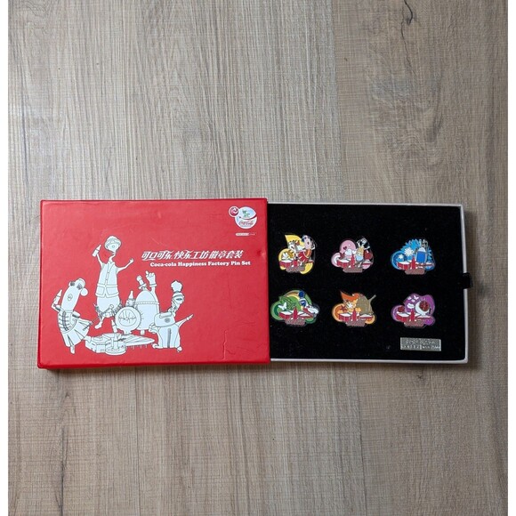 Coca-Cola Pin Set Of 6 "Happiness Factory" in Box Limited Edition Shanghai Expo - Picture 2 of 16